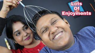 Young Boy Enjoy This Massage From His Aunty  Oil Head Massage and Pin Pen Theraphy  Moral Of ASMR