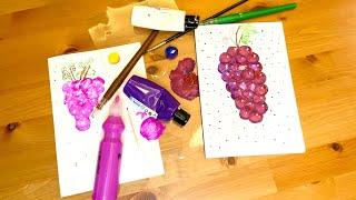 Ponpon Baskısı ile Kolay Üzüm Salkımı Yapımı  Easy Grape Painting Technique