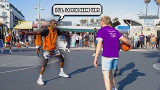 AAU Basketball Team Challenges PRO Hoopers At Venice Beach 5v5 Basketball