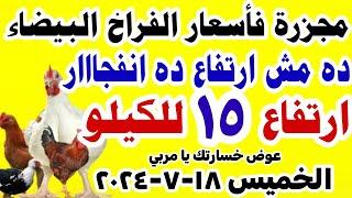 اسعار الفراخ البيضاء اليوم سعر الفراخ البيضاء اليوم الخميس 18-7-2024 في مصر جمله وقطاعي