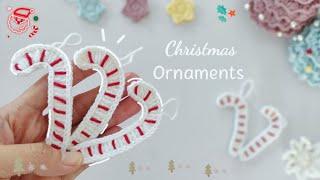 Crochet candy cane Xmas ornaments #decoration #candy #diy #crochet #christmas #christmasdecor