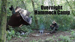 Solo Woodland Hammock Camp.  Campfire Cooking.  Ribeye Steak. Twig Stove Bannock.