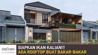 NUANSA OUTDOOR DALAM RUMAH  Desain Rumah Modern Tropis 2 Lantai 5 Kamar Tidur di Lahan 12x18 meter