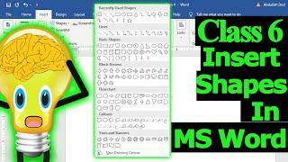 How to insert design & add text in shapes in Ms Word  Learn MS Word Class 6