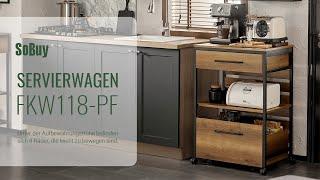 SoBuy Servierwagen丨Küchenwagen丨Rollwagen丨Industrieller Vintage-Stil丨FKW118-PF