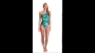 Carmen Marc Valvo Tropical Fantasy One Shoulder One Piece  SwimOutlet.com