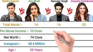 RANBIR KAPOOR vs ALIA BHATT vs RANVEER SINGH vs DEEPIKA PADUKONE  FULL COMPARISON 2022