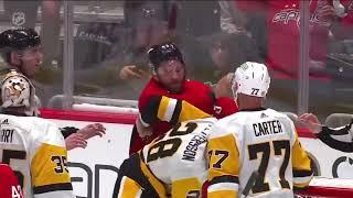 Noel Acarri hit in head with puck then Tom Wilson fights Marcus Pettersson