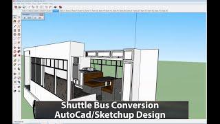 Shuttle Bus to Van Life RV Toy Hauler Episode 5 Sketchup 3D Design