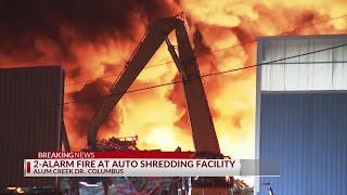 Massive fire at auto shredding facility in southeast Columbus