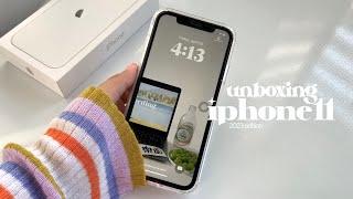 iphone 11 unboxing 2023 white  aesthetic unboxing + set up accessories & camera test .*