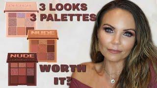 HUDA BEAUTY NUDE OBSESSIONS PALETTE REVIEW  3 LOOKS  COLLAB WITH PATTY ALONZO 