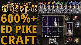 3000+ ED crafts and we finally get a 473 ED% Pike to Slam Puzzle and Vial in Project Diablo 2 PD2