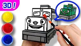 3D Coloring Diesel l Coloring Tutorial l Tayo Paper Craft l Titipo Titipo