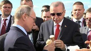 Video  Rusya Devlet Başkanı Putin Cumhurbaşkanı Erdoğana dondurma ısmarladı