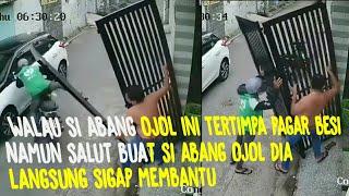 Salut Sama Abang Ojol ini Sudah Tertimpa Pagar Besi Tapi dengan Sigap Membantu