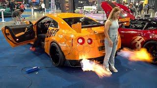 Supercars Revving at Car Show - LOUD SVJ GT-R R35 Catches FIRE Regera Top Secret Supra