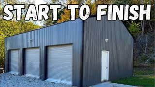 12 Minute Dream Garage - DIY Timelapse Shop Build- Post Frame Pole Barn  Shed Construction Building