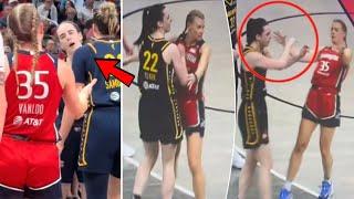 Frustrated Caitlin Clark Shoves Julie Vanloo During Indiana Fever vs. Washington Mystic Game