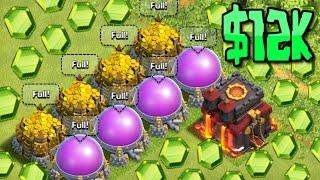 Clash of Clans - $12000 GEMMED VILLAGE SUPER GEM MAX BASE Most Money Spent On A Base?