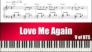 V of BTS - Love Me Again  Piano Tutorial  Sheet Music