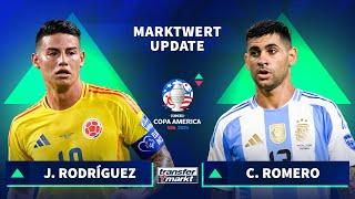 Copa América-Marktwerte Romero unter Top Innenverteidiger - James mit Plus  TRANSFERMARKT