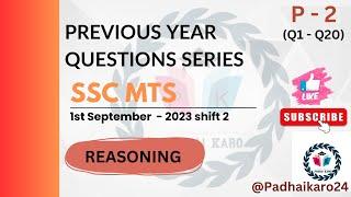 REASONING  SSC MTS Previous year questions solution 2023  SSC MTS Reasoning with solution  PART 2