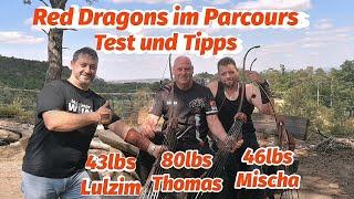 Erster Parcourstest 80lbs Red Dragon X + 43 + 46lbs. Lulzim Mischa Tom Bogensport Extrem Archery