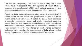 Halal Science Curriculum and Research Development among Organisation of Islamic Cooperation OIC Coun