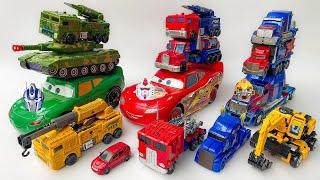Full TRANSFORMERS Stopmotion OPTIMUS PRIME vs BUMBLEBEE Rescue Excavator Tobot Truck Lego Robbery