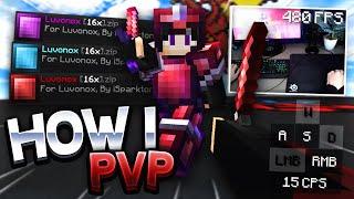 How I PvP in Minecraft + Combotage  Luvonox 16x Showcase Handcam & Sounds *480 FPS*