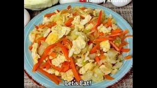 Stir fry cabbage with egg