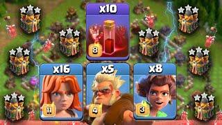 10x Skeleton spell + 16x Valkyrie + x5 Druid  = WOW TH16 Attack Strategy Clash of Clans