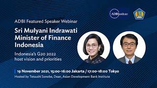 ADBI Featured Speaker Webinar Indonesia Finance Minister Sri Mulyani Indrawati