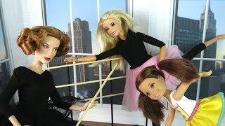 FIRST LESSON IN THE BALLET STUDIO Cartoon #Barbie Girls School Play Dolls