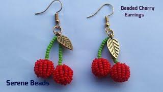 Beaded Cherry Earrings  How To Make Beaded Fruit Earrings  Serene Beads