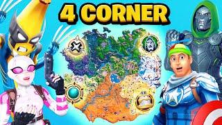 The SUPERHERO 4 CORNER CHALLENGE in Fortnite