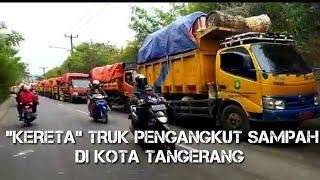 Penampakan Truk Pengangkut Sampah bak kereta di TPA Rawa Kucing