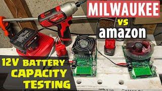 Milwaukee 12V battery capacity test compared with Amazon knock-off brands【1.5AH vs 3AH vs 6AH】