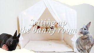 Setting up the bunny room - new tent