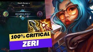 EPIC QUADRA KILL ZERI WILD RIFT BUILD FULL CRITICAL 