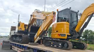 รีวิวส่งมอบรถขุดแพคคู่ LIUGONG 913E  9035F หัวลากโรเบทสามเพลา 360 มารับ excavator and truck