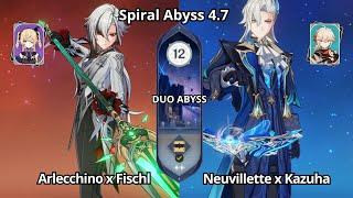 DUO C0 Arlecchino Fischl & C0 Neuvillette Kazuha - Spiral Abyss 4.7 Floor 12 Genshin Impact