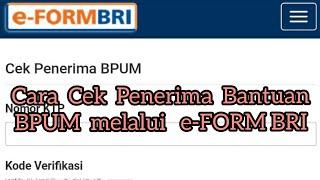 Cara CEK Penerima Bantuan BPUM melalui e-FORM.BRI.co.idBPUM