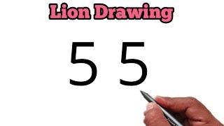 Lion Drawing From Number 55  Number Drawing