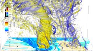 20 meter simulation of multiple-vortex EF5 tornado embedded within its parent supercell