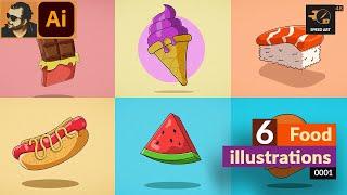 6 Food Illustration Designs in Adobe Illustrator  Speed Art