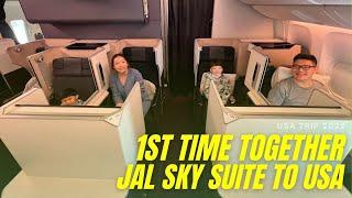 03 13HRS JAPAN TO USA WITH JAL B787 8 Business Class JAL SKY SUITE JL8006 WITH KIDS