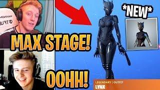 Streamers Get & React to New *MAX STAGE* Black Lynx Outfit - Fortnite Best and Funny Moments