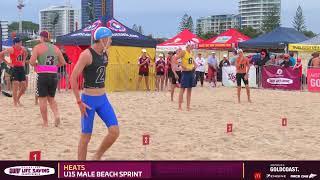 U15 Male Beach Sprints - 2024 Youth Queensland Surf Lifesaving Championships